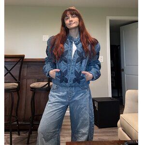 Free People Blue Floral Jacket